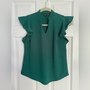 New York and Company Ruffle green blouse